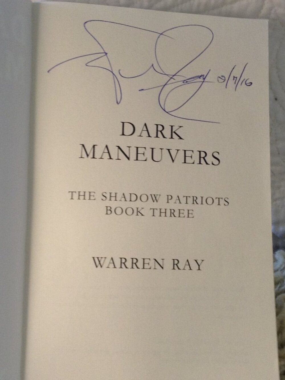 Autographed Copy of Dark Maneuvers by Warren Ray 3rd in series Shadow Patriots - Picture 4 of 4